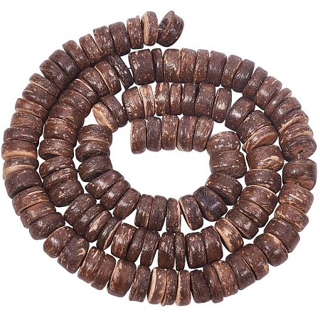 Arricraft 500 pcs 8mm Flat Round Coconut Beads Loose Beads Spacer Beads for Earring Bracelet Necklace Jewelry DIY Craft Making, Coconut Brown