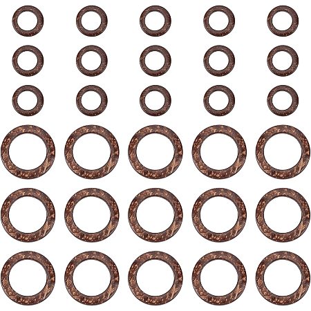 CHGCRAFT 100Pcs 2 Sizes Coconut Wood Linking Rings Coconut Linking Rings Unique Lightness Annular Coconut Linking Rings for DIY Jewelry Craft Making