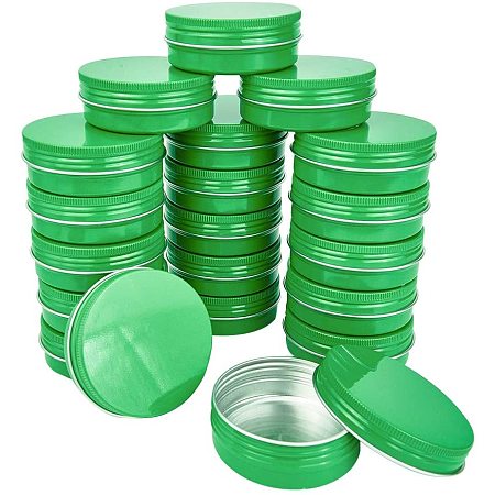 BENECREAT 20 Packs 60ML Green Round Tin Cans Screw Top Aluminum Cans for Storing Spices, Candies, Lip Balm and Party Favor Gifts