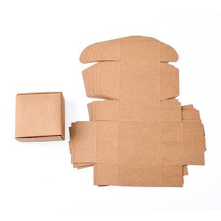 Honeyhandy Kraft Paper Gift Box, Shipping Boxes, Folding Boxes, Square, BurlyWood, 8x8x4cm