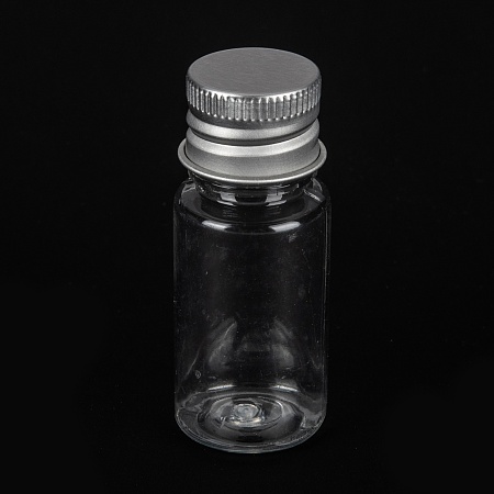 Honeyhandy PET Plastic Mini Storage Bottle, Travel Bottle, for Cosmetics, Cream, Lotion, liquid, with Aluminum Screw Top Lid , Platinum, 2.2x5.45cm, Capacity: 10ml(0.34fl. oz)