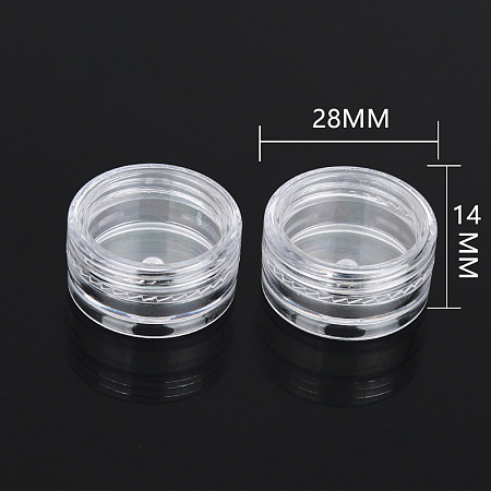 Transparent Plastic Empty Portable Facial Cream Jar, Tiny Makeup Sample Containers, with Screw Lid, Column, Clear, 2.8x1.4cm, Capacity: 3g