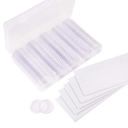 PandaHall Elite 1 Box 100pcs 30mm Clear Coin Capsules Case and 5 Sizes (18/20/25/27/30mm) Gasket Coin Holder Case for Coin Collection Supplies