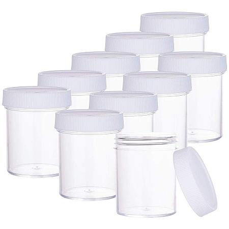 ARRICRAFT 10 pcs 120ml(4 Oz) Empty Clear Plastic Slime Storage Favor Jars Wide-Mouth Sample Containers Round Cosmetic Travel Pot with White Screw Cap Lids for Beads Jewelry Make Up Nails Art