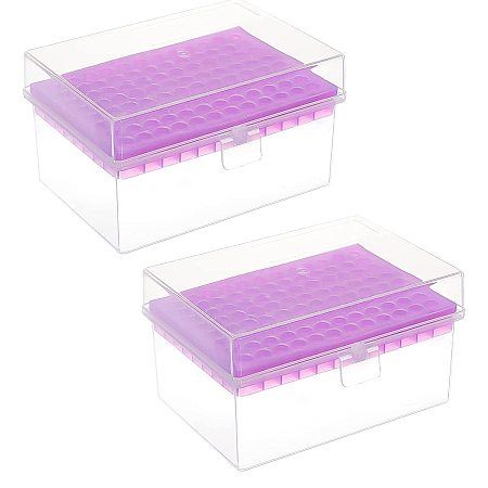OLYCRAFT 2 Pcs Pipette Tips Box Test Tube Holder Universal Rectangular Pipette Tip Holder Container 96-Sockets Pipette Pipettor Tip Box for 300ul Pipettor Laboratory Supplies