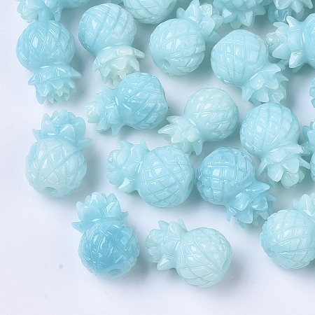 ARRICRAFT Synthetic Coral Beads, Dyed, Imitation Jade, Pineapple, Pale Turquoise, 16x11mm, Hole: 1.6mm