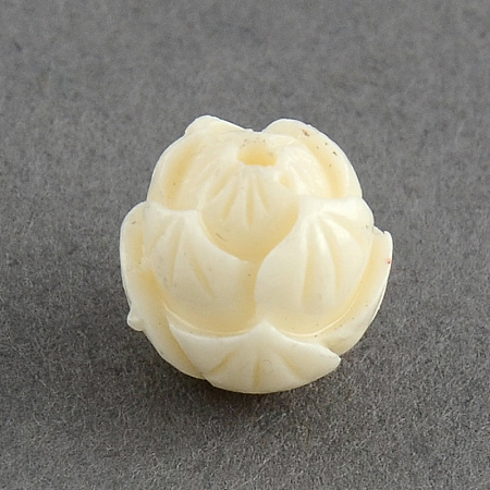 Honeyhandy Synthetic Coral Beads, Lotus, Dyed, Beige, 10x9.5x9.5mm, Hole: 1.5mm