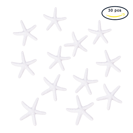 PandaHall Elite About 30Pcs Tiny Miniature Fairy Garden Beach Critter Starfish Marine Life Collection for Arts Crafts Projects Home Decorations Party Favors Invitations 2.2 Inches White