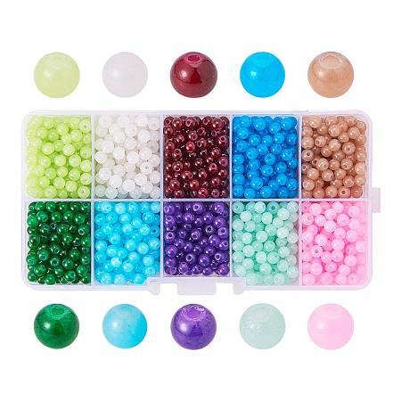 ARRICRAFT 1 Box (about 2000pcs) 10 Color 4mm Imitation Jade Crackle Glass Round Beads Assortment Lot for Jewelry Making
