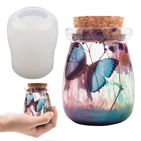 Honeyhandy DIY Jar Bottle Silicone Molds, Resin Casting Molds, For UV Resin, Epoxy Resin Jewelry Making, White, 85x69mm, Inner Diameter: 42mm