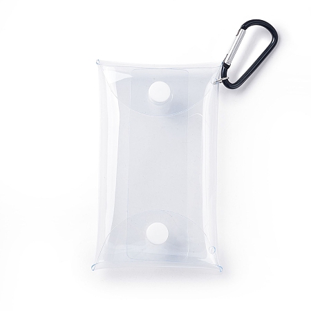 Honeyhandy Waterproof Transparent PVC Key Clasp Storage Bags, with Aluminum Alloy Clasp and Plastic Button, for Earphone Coin Lipstick Cosmetic Accessories Organizer, Clear, 12x7.5x0.9cm