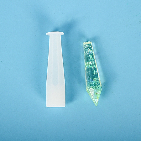 Honeyhandy Pendulum Crystal Silicone Molds, Quartz Crystals Pendants Molds, For UV Resin, Epoxy Resin Jewelry Making, White, 2x8cm, Inner Diameter: 1cm