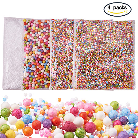 PandaHall Elite 4 Pack Foam Balls for Slime 0.1-0.35 Inch Styrofoam Balls Beads for Kid's DIY Craft, Wedding and Party Decorations
