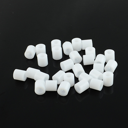 Honeyhandy PE Fuse Beads, DIY Melty Beads, Tube, White, 5x5mm, Hole: 3mm, about 8000pcs/500g