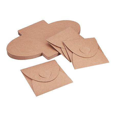 PandaHall Elite 50 Pack 5x5 inch Mini Gift Card Envelopes Holders Kraft Paper Sleeve Envelopes with Heart Knit for Business Greeting Wedding Birthday Party