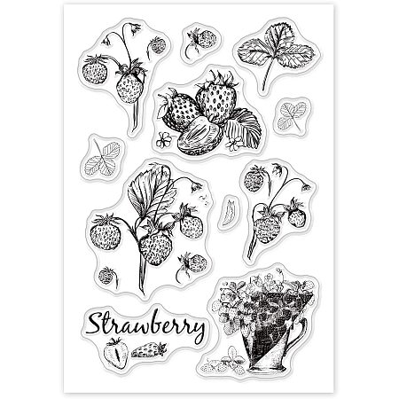 GLOBLELAND Strawberry Clear Stamp Silicone Transparent Stamps for Card Making Decoration and DIY Scrapbooking