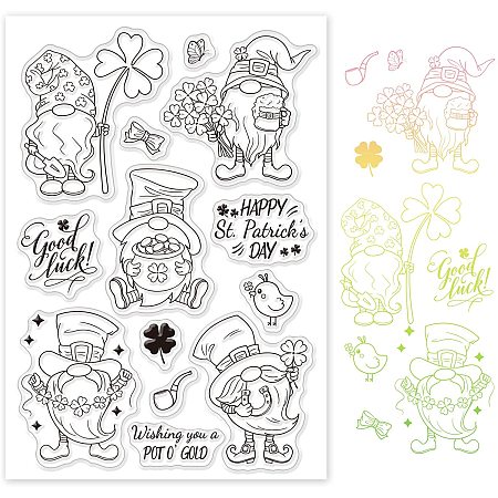 GLOBLELAND Gnome Silicone Clear Stamps Elf Transparent Stamp for Christmas Birthday Valentine's Day Cards Making DIY Scrapbooking Photo Album Decoration Paper Craft