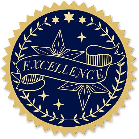 CRASPIRE 100pcs Embossed Foil Stickers Excellence Gold Foil Certificate Seals 1.9