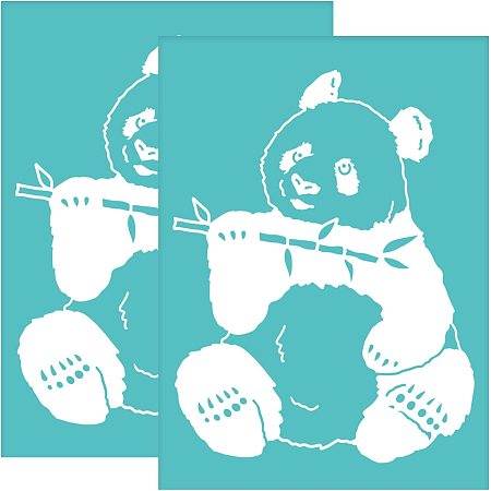 OLYCRAFT 2pcs Self-Adhesive Silk Screen Printing Stencil Panda Pattern Stencil Reusable Mesh Stencils Transfer Washable Home Decor for DIY T-Shirt Fabric Painting Decoration - 7.7x5.5Inch