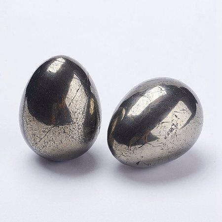 Honeyhandy Natural Pyrite Egg Stone, Pocket Palm Stone for Anxiety Relief Meditation Easter Decor, 40x30mm