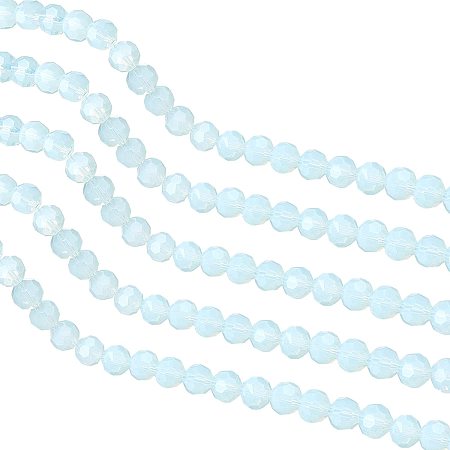 Arricraft About 280 Pcs 8mm Faceted Stone Beads, Synthetic Opalite Round Beads, Gemstone Loose Beads for Bracelet Necklace Jewelry Making (Hole: 1mm)