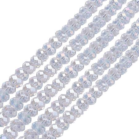 NBEADS 10 Strands of Clear Crystal AB Color Plated Faceted Glass Beads 8mm for Jewelry Making