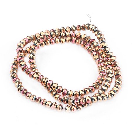 NBEADS 10 Strands Rose Gold Plated Faceted Abacus Electroplate Glass Bead Strands With 4x3mm,Hole: 1mm, About 146pcs/strand