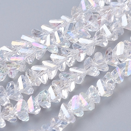 Honeyhandy Electroplate Glass Beads Strands, AB Color Plated, Faceted, Triangle, Clear AB, 4.5x5x6mm, Hole: 1mm, about 100pcs/strand, 13.7 inch(35cm)