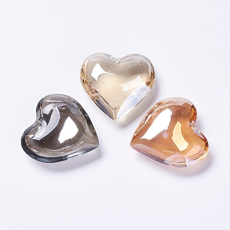 Honeyhandy Glass Pendants, Heart, Mixed Color, 42x43.5x15mm, Hole: 2mm