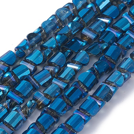 NBEADS Electroplate Glass Beads Strands, Faceted, Full Rainbow Plated, Half Round, DeepSkyBlue, 6x5x4mm, Hole: 1mm; about 99pcs/strand, 16.14