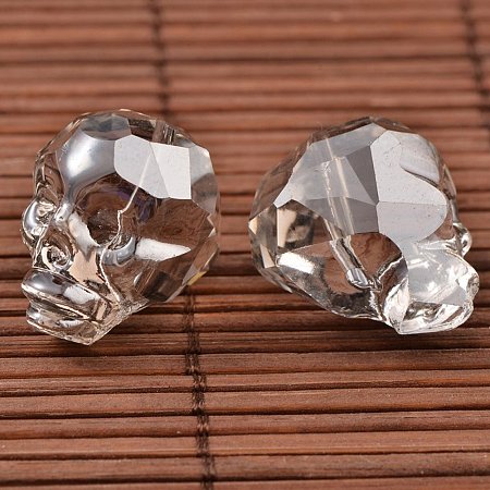NBEADS 1 pcs/Bag Faceted Skull Pearl Luster Plated LightGrey Electroplate Glass Beads with 20x17x19.5mm,Hole: 2mm