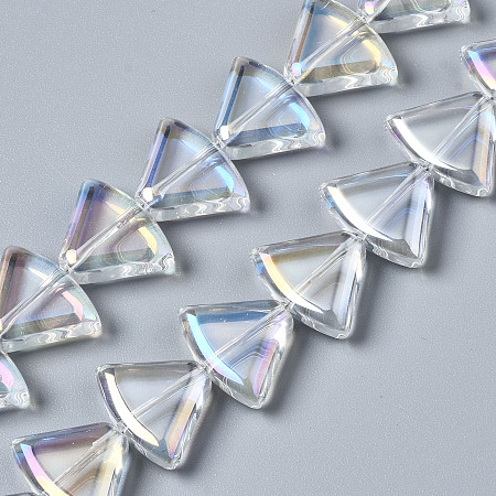 Honeyhandy Electroplate Glass Beads Strands, AB Color, Triangle, Clear AB, 12x16x5mm, Hole: 1mm, about 50pcs/strand, 24.02 inch(61cm)