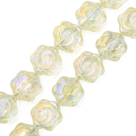 Electroplate Glass Beads Strands, AB Color, Flower, Dark Orchid, 16x14.5x7.5mm, Hole: 1mm, about 40Pcs/strand, 24.80 inch(63cm)
