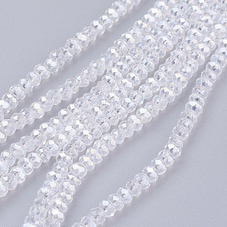 NBEADS 10 Strands AB Color Plated Faceted Abacus Clear Electroplate Glass Beads Strands with 3x2mm;Hole:0.5mm,about 165~170pcs/strand