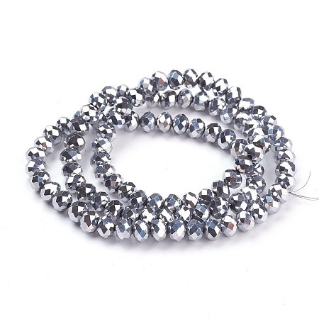 NBEADS 10 Strands Platinum Plated Faceted Abacus Electroplate Glass Bead Strands With 6x5mm,Hole: 1mm,About 100pcs/strand