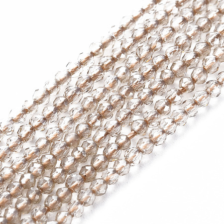 Arricraft Electroplated Glass Beads Strands, Pearl Luster Plated, Faceted, Rondelle, Light Grey, 2mm, Hole: 0.5mm, about 192~194pcs/strand, 12.99~13.39 inches(33~34cm)