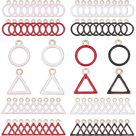PandaHall Elite 80pcs Geometry Enamel Charm, 8 Styles Lucky Charms Triangle Pendants Ring Dangle Charms for Jewelry Making Choker Earrings Necklace Bracelet Crafts, Hole 1.8mm
