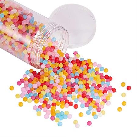 PandaHall Elite 210g 6mm 9 Colors Round Acrylic Transparent Frosted Ball Beads Loose Beads for Bracelet Necklace Jewelry DIY Craft Making Mixed Colors