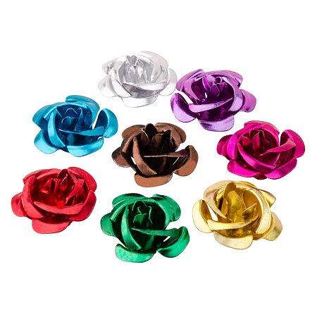 ARRICRAFT 100pcs Mixed Color Aluminum Rose Flower Tiny Metal Beads (17x9mm)