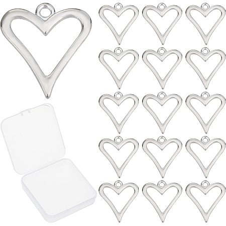 Beebeecraft 1 Box 50Pcs Heart Alloy Charms Silver Heart Hollow Dangle Pendant Charms for Mother's Day Valentine's Gifts Jewelry Making Finding