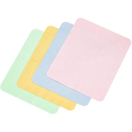 GLOBLELAND 4Pieces Mixed Color Microfiber Cleaning Cloths Cloth Wipes for Cleaning Eyeglasses Sunglasses Lenses Cell Phone TV Camera Computer, 6.6x5.4''