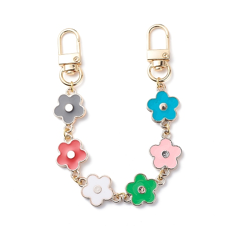 Honeyhandy Flower Plastic Enamel Link Bag Strap Extenders, with Alloy Swivel Clasps, Purse Accessories, Colorful, 23cm