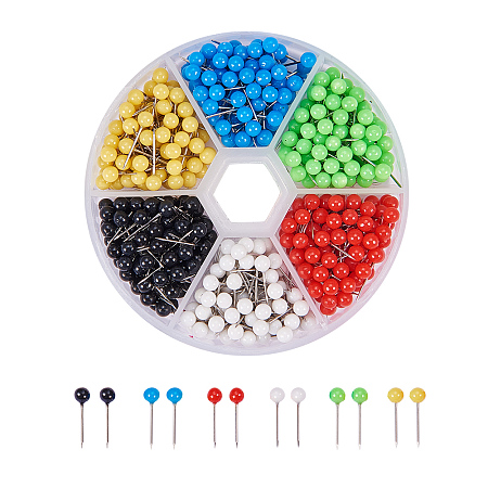 Pandahall Elite 600 PCS 1/8 inch Map Push Pins Map Tacks Acrylic Ball Head with 304 Stainless Steel Point for bulletin board fabric marking