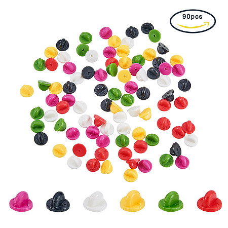 PandaHall Elite 90 Pack PVC Rubber Pin Backs Keepers Replacement Brooch Uniform Badge Comfort Fit Tie Tack Lapel Pin Backing Holder Clasp Mixed Color