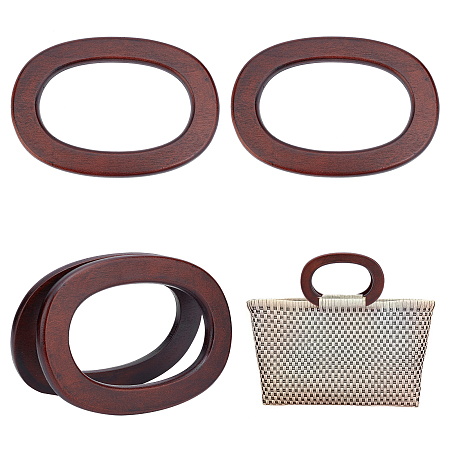 PandaHall Elite 4pcs Oval Handbag Handle, Wooden Purse Handles Replacement Handmade Bag Purse Making Handles Decorative Handbag Handle for Beach Bag Handles Macrame Market Bags Crafting