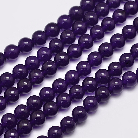 Honeyhandy Natural Malaysia Jade Bead Strands, Dyed, Round, Indigo, 8mm, Hole: 1.0mm, about 48pcs/strand, 15 inch