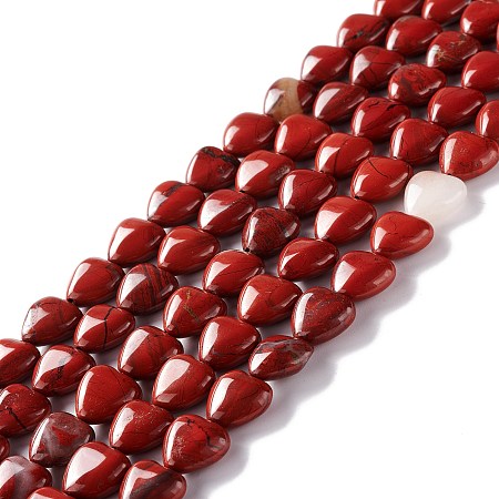 Honeyhandy Natural Red Jasper Beads Strands, Heart, 12.5x12.5x6mm, Hole: 1mm, about 33pcs/strand, 15.55''(39.5cm)