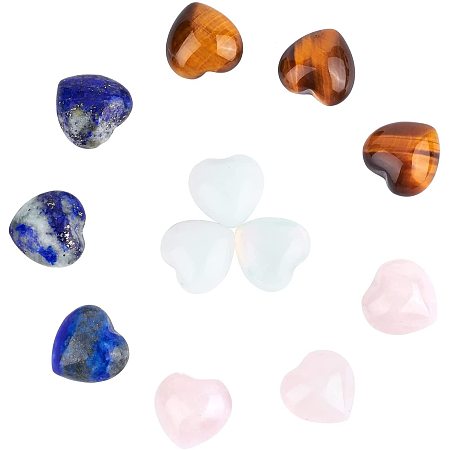 CHGCRAFT 12pcs Natural Synthetic Gemstone Beads Heart-Shaped Stone Ornaments No Hole Rose Quartz Undrilled Bead for Home Decoration Heart Gemstone 0.6x0.6x0.4inch