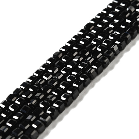 Honeyhandy Natural Black Spinel Beads Strands, Faceted, Cube, 3x3x3mm, Hole: 0.6mm, about 135pcs/strand, 15.35''(39cm)