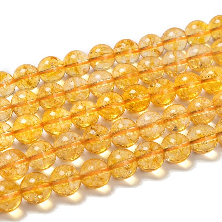 Honeyhandy Natural Citrine Beads Strands, Round, Dyed & Heated, 10mm, Hole: 1mm, about 38pcs/strand, 15.5 inch